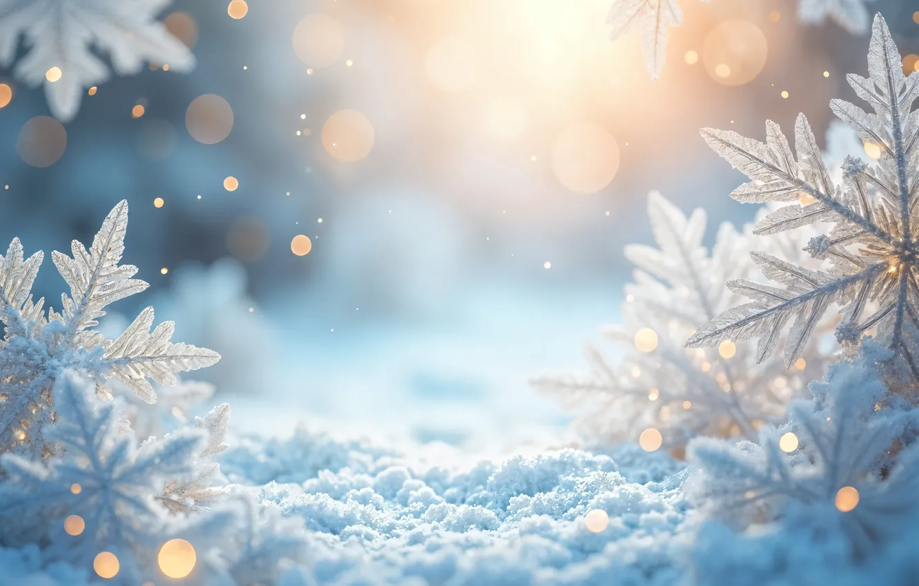 Photo wallpaper winter, snow, snowflakes, background, new year, Christmas, Christmas, winter