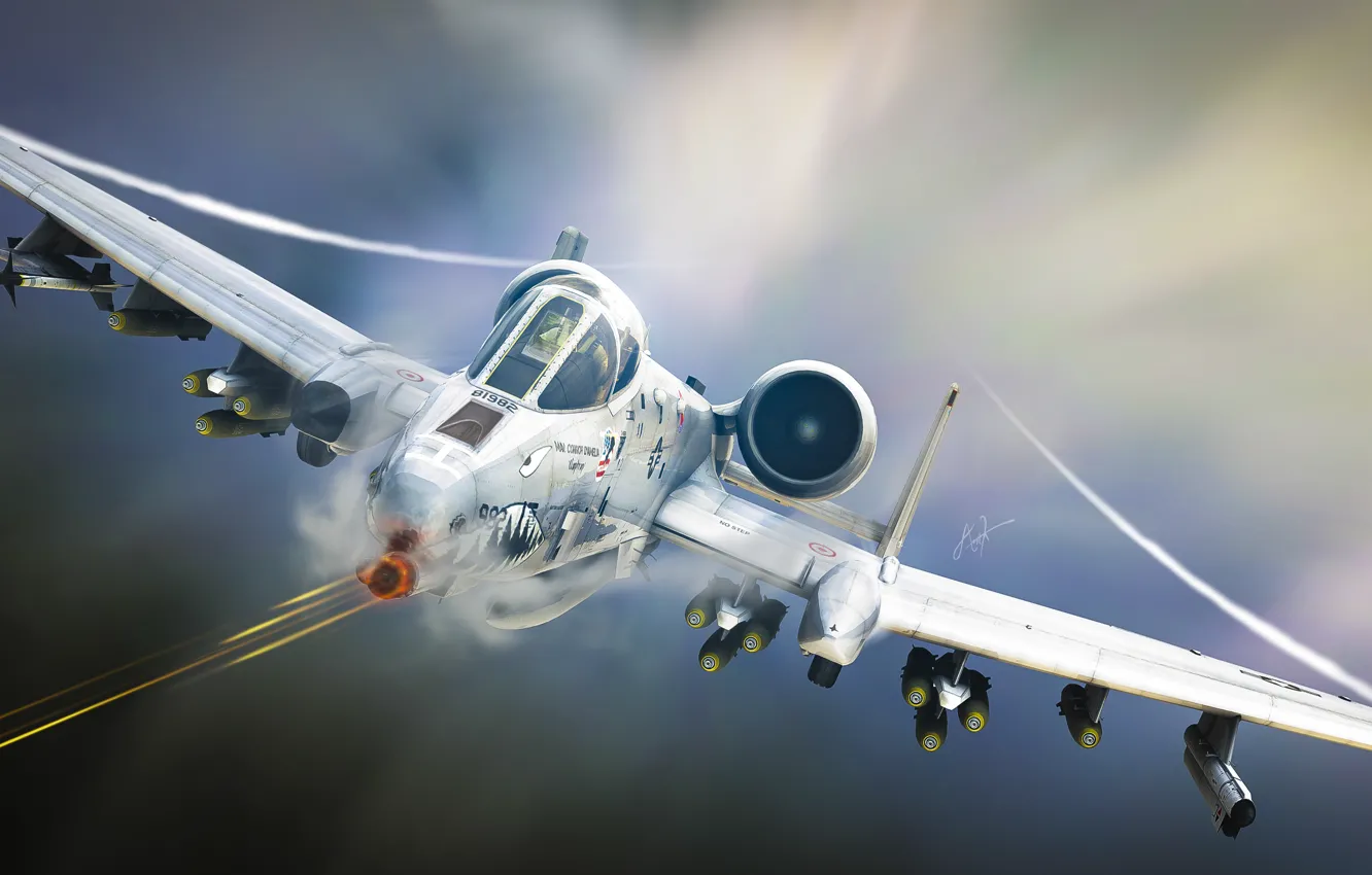 Photo wallpaper aviation, art, attack, the plane, A-10, Tankbuster