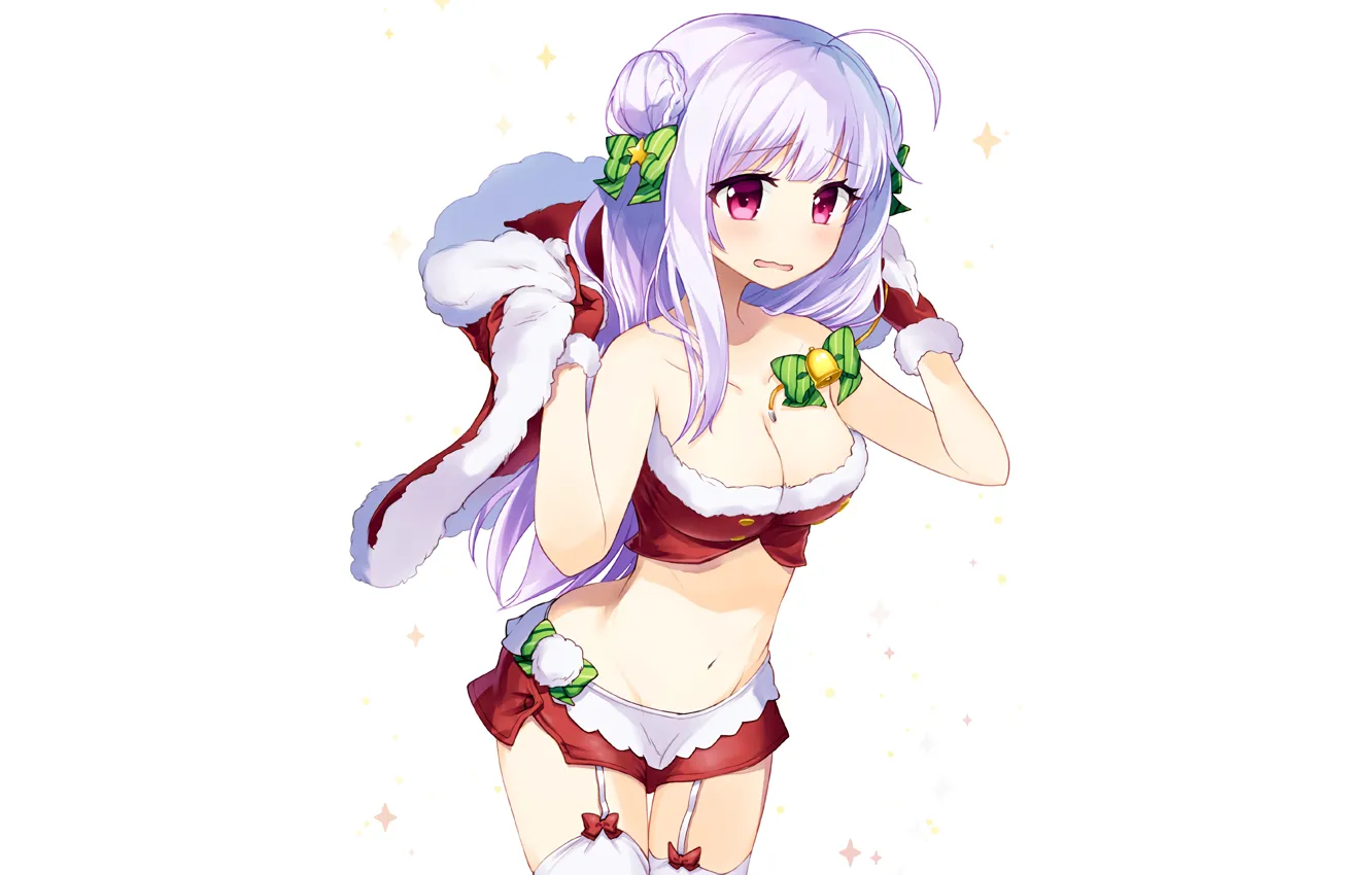 Photo wallpaper girl, sexy, cleavage, shorts, blouse, thighhighs, long hair, boobs