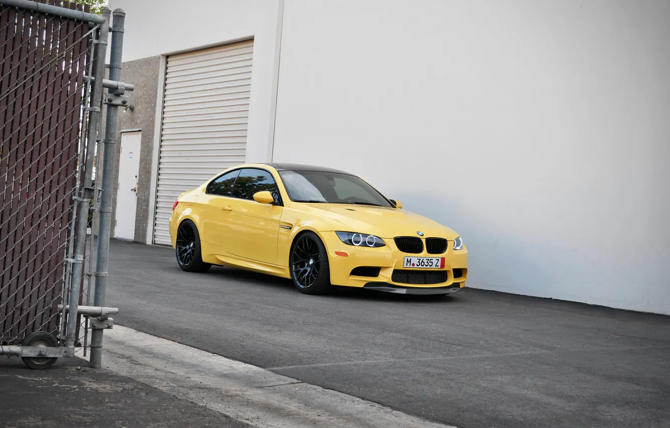 Photo wallpaper yellow, BMW, BMW, yellow, e92