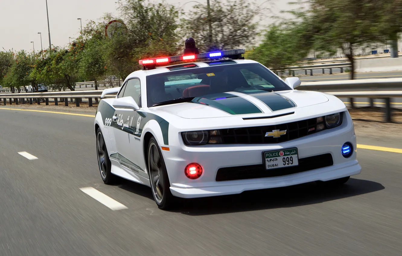 Photo wallpaper road, Chevrolet, Camaro, Camaro SS, police, police car