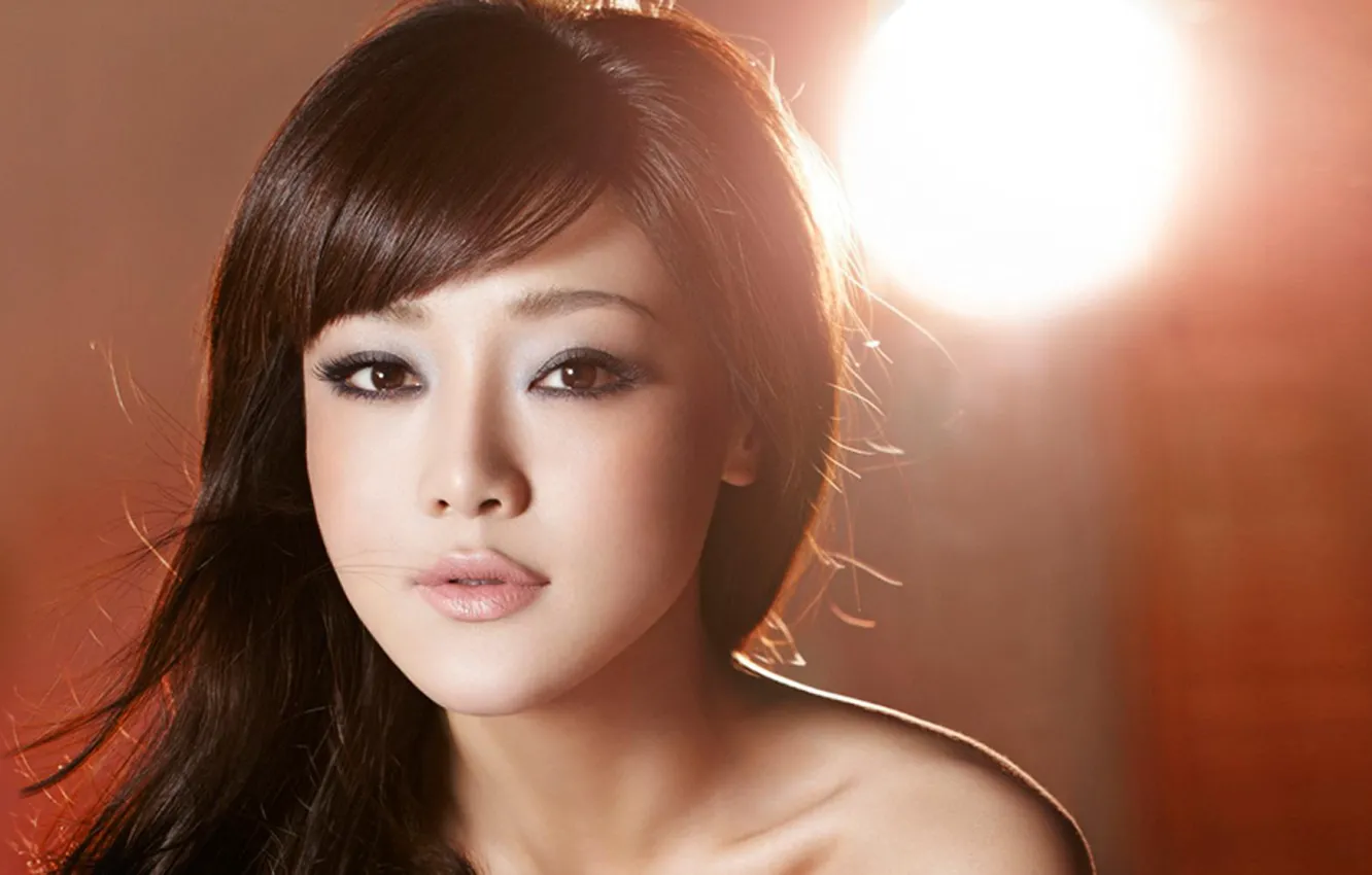 Photo wallpaper face, actress, lighting, beautiful, Chinese, Deng Jia