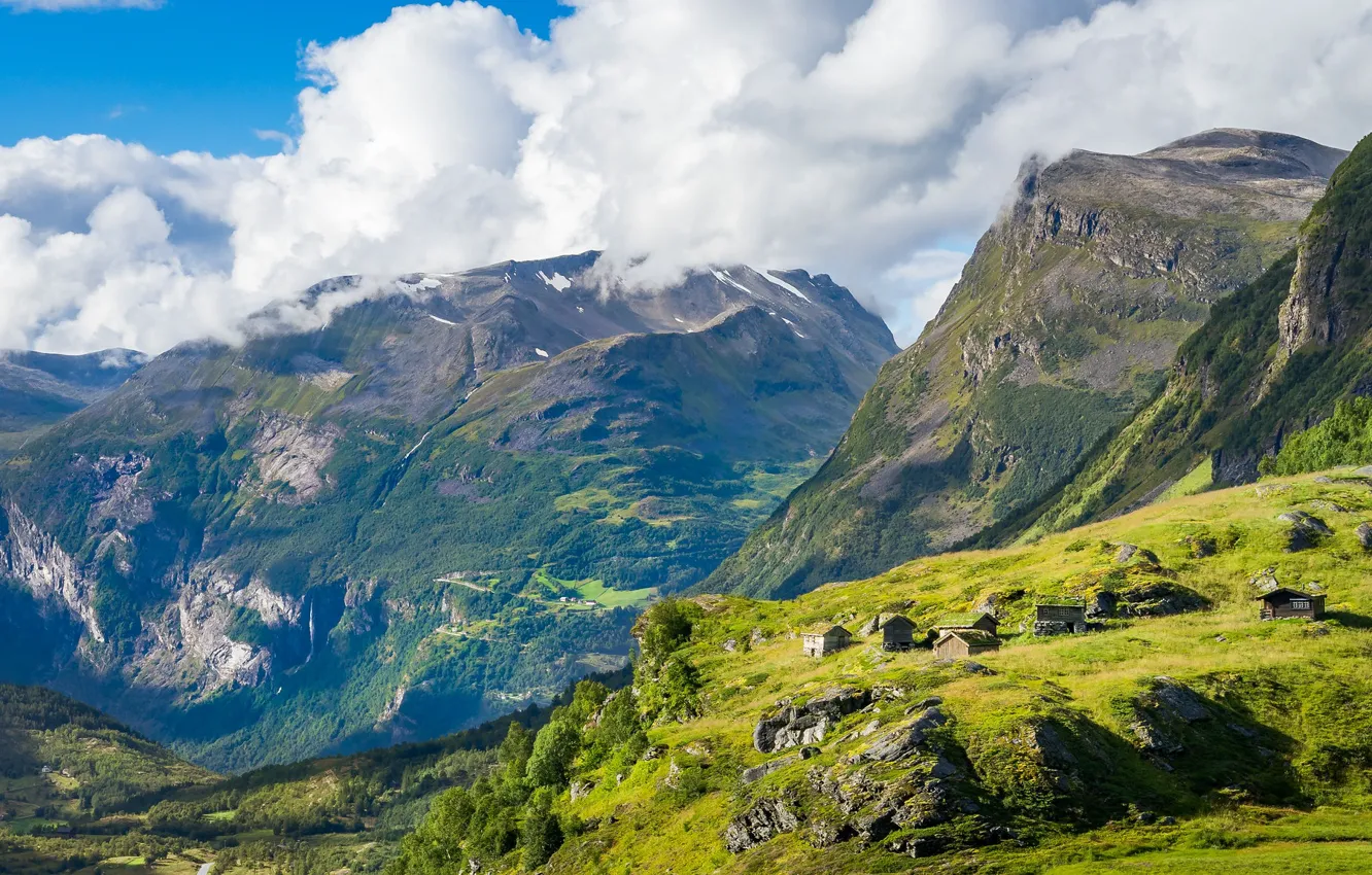 Photo wallpaper mountains, Norway, Geiranger