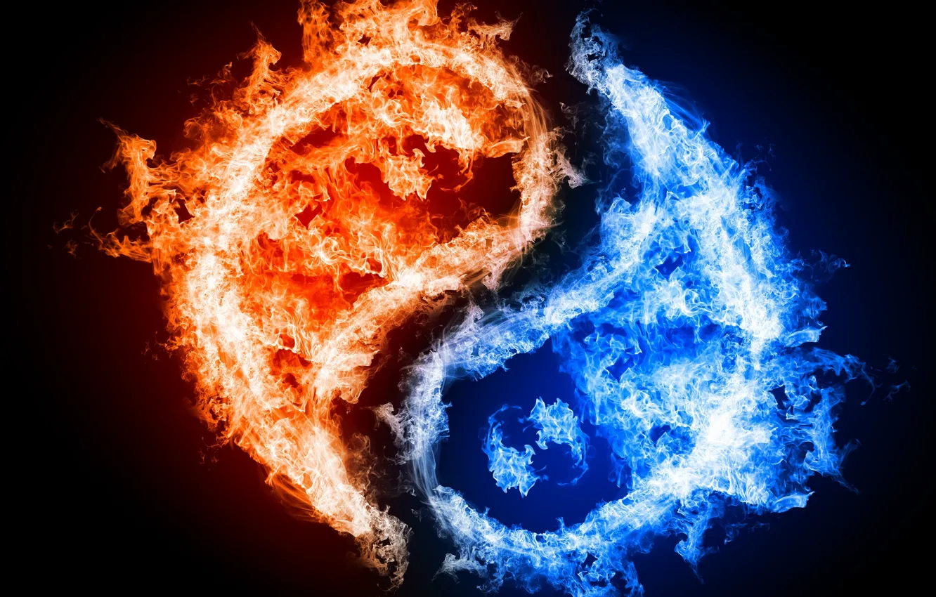 Photo wallpaper water, fire, characters, philosophy, East, Yin and Yang