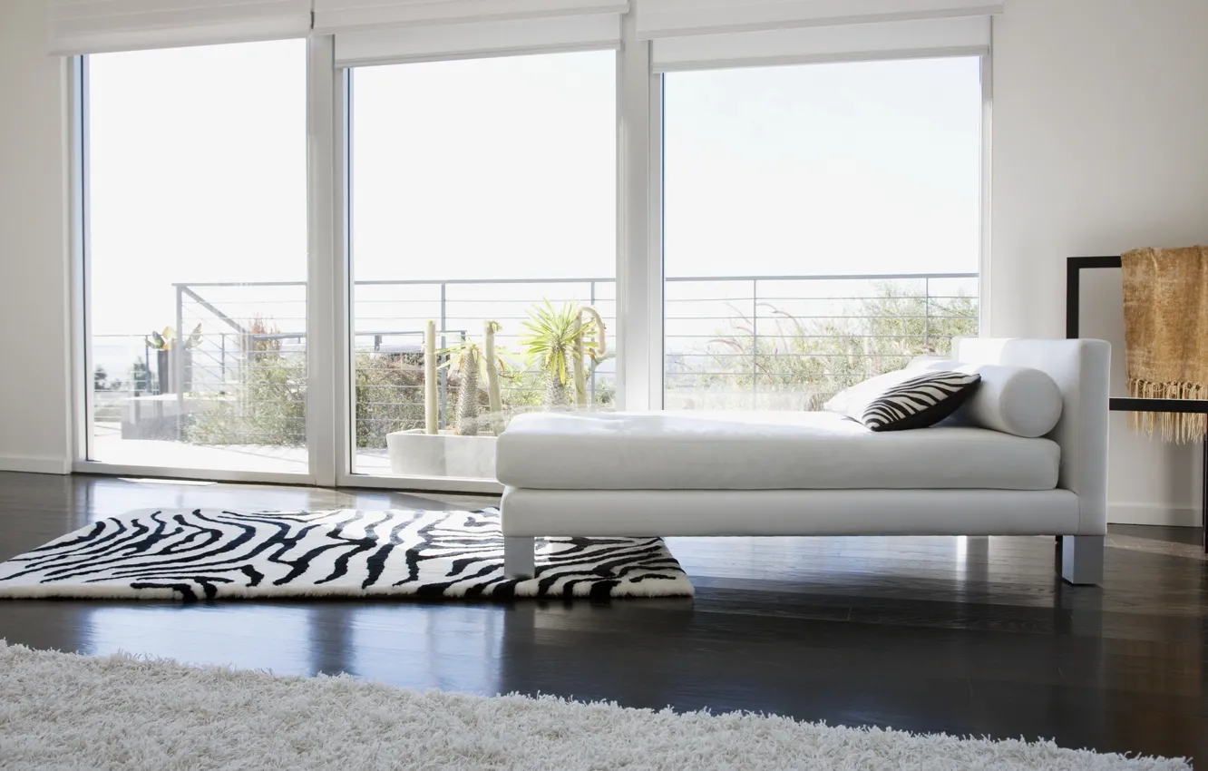 Photo wallpaper white, design, carpet, color, bed, interior, window, Zebra