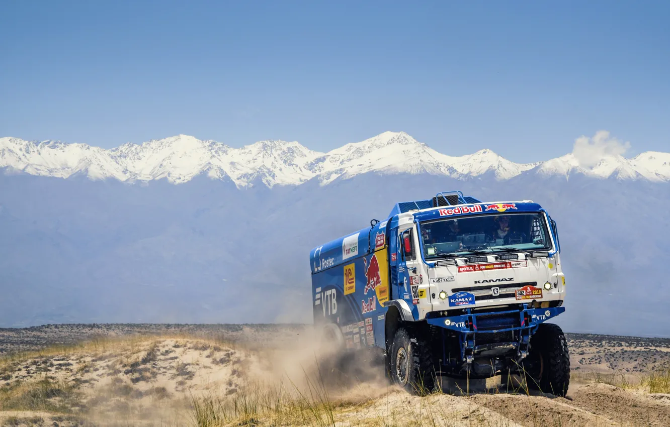 Photo wallpaper Mountains, Sport, Truck, Race, Master, Russia, Kamaz, Rally