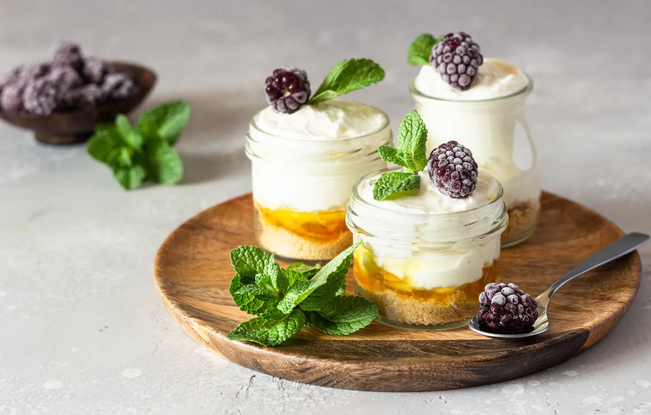 Photo wallpaper orange, jars, cream, dessert