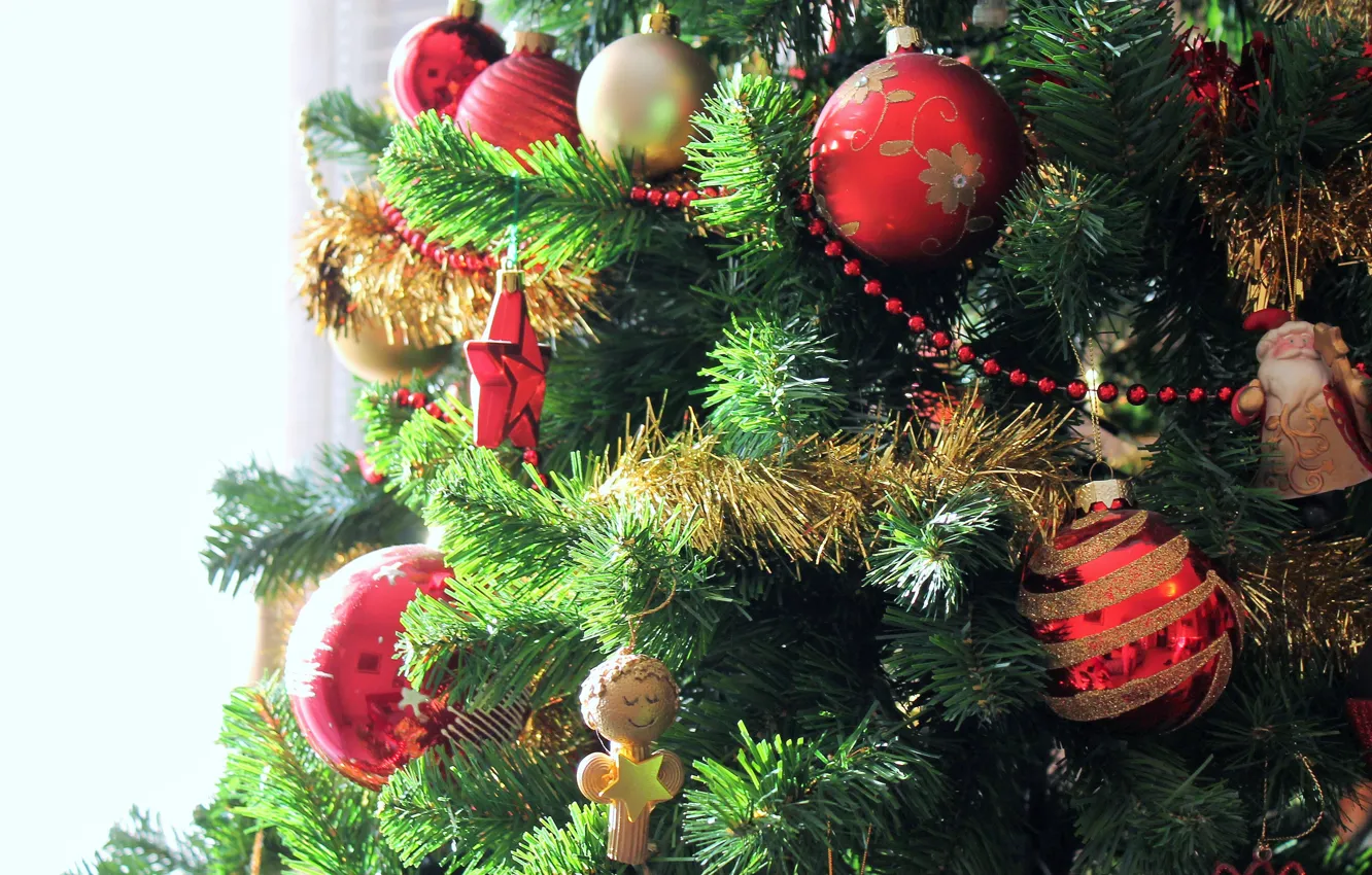 Photo wallpaper balls, decoration, mood, holiday, toys, new year, Christmas, beads