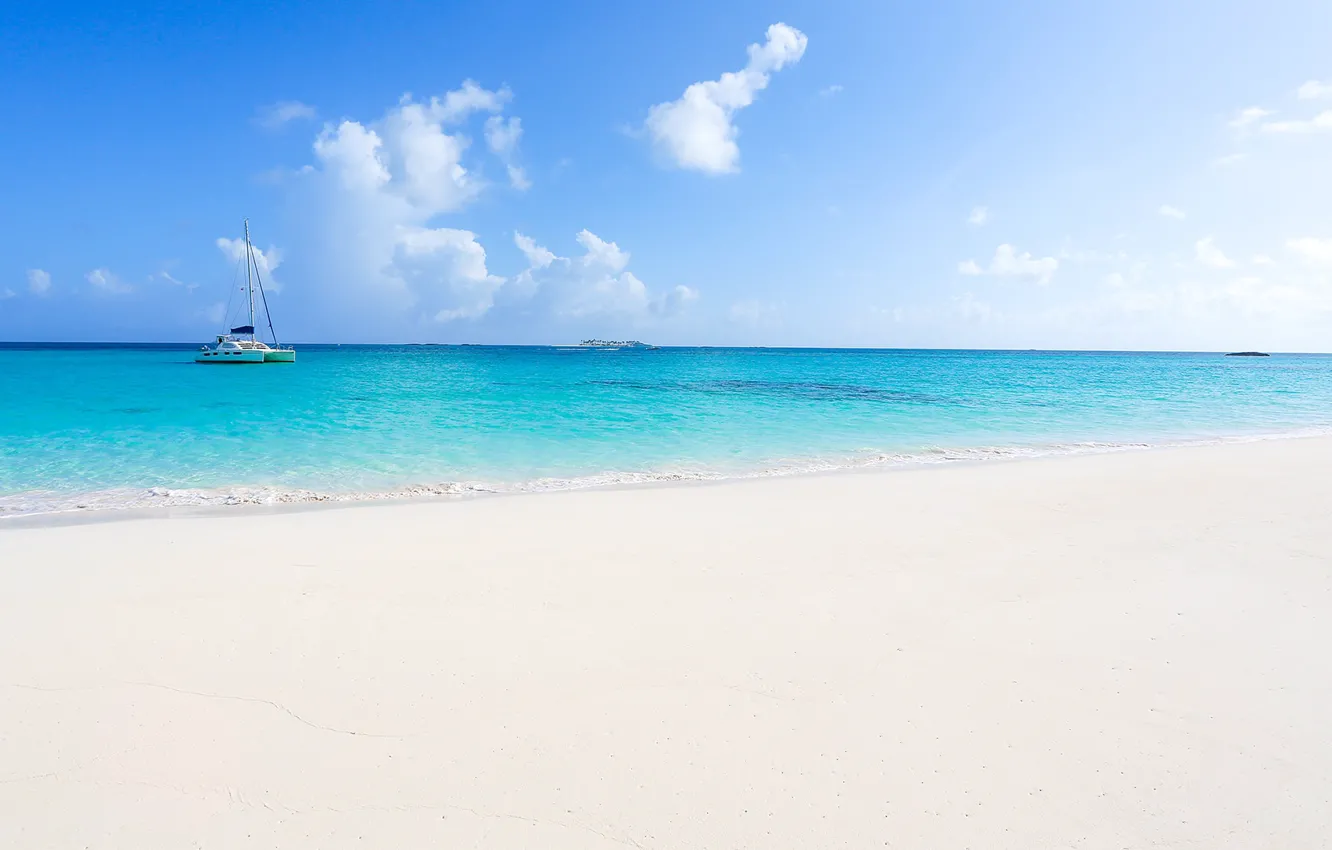 Photo wallpaper sand, sea, yacht, Bahamas