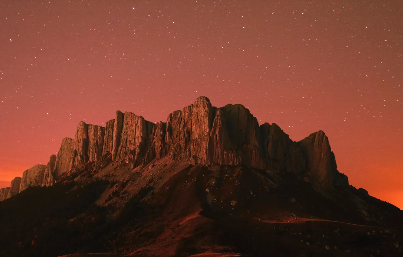 Photo wallpaper red, mountain, rock formation