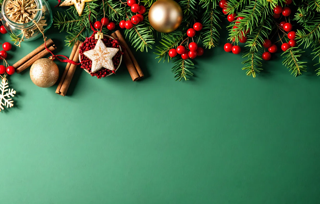 Photo wallpaper decoration, background, balls, new year, Christmas, golden, Christmas, balls