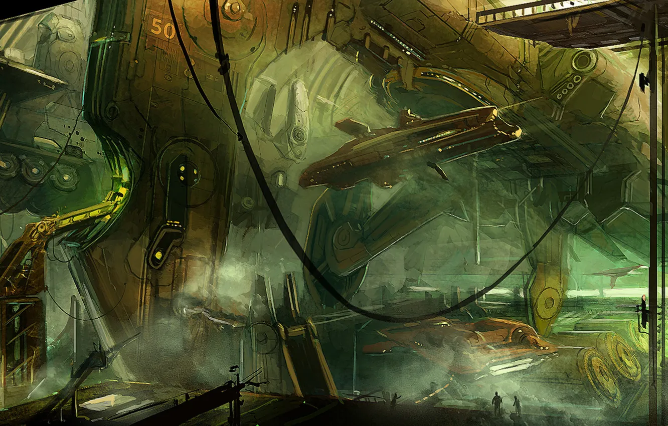 Photo wallpaper wire, ship, mechanism, crane, hangar, lift, levers