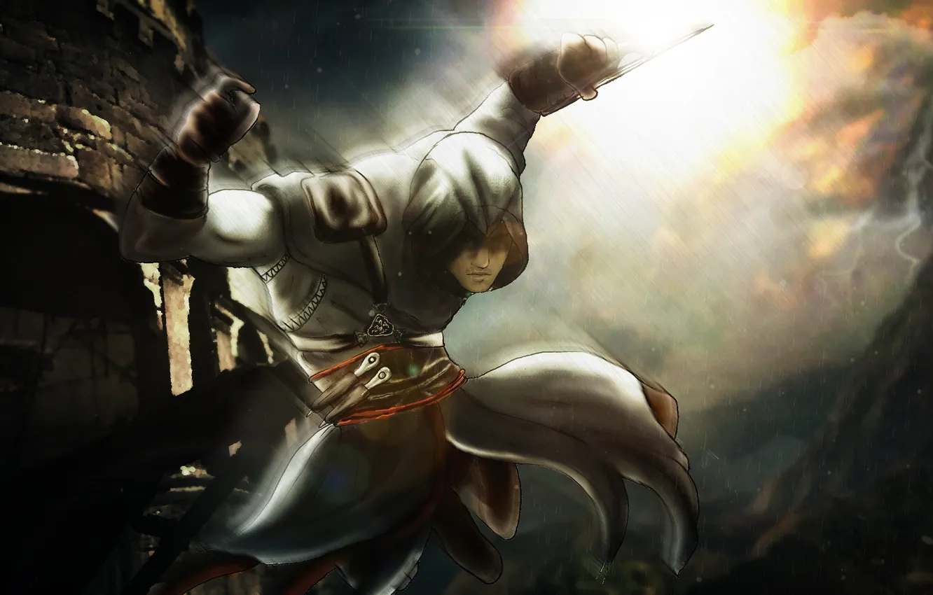 Photo wallpaper jump, assassins creed, killer, altair