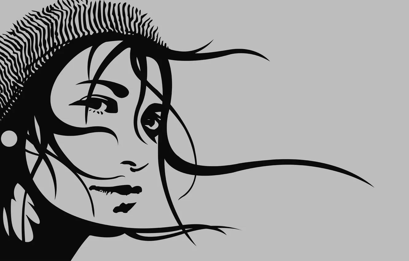 Photo wallpaper eyes, look, girl, line, style, vector, hair, figure