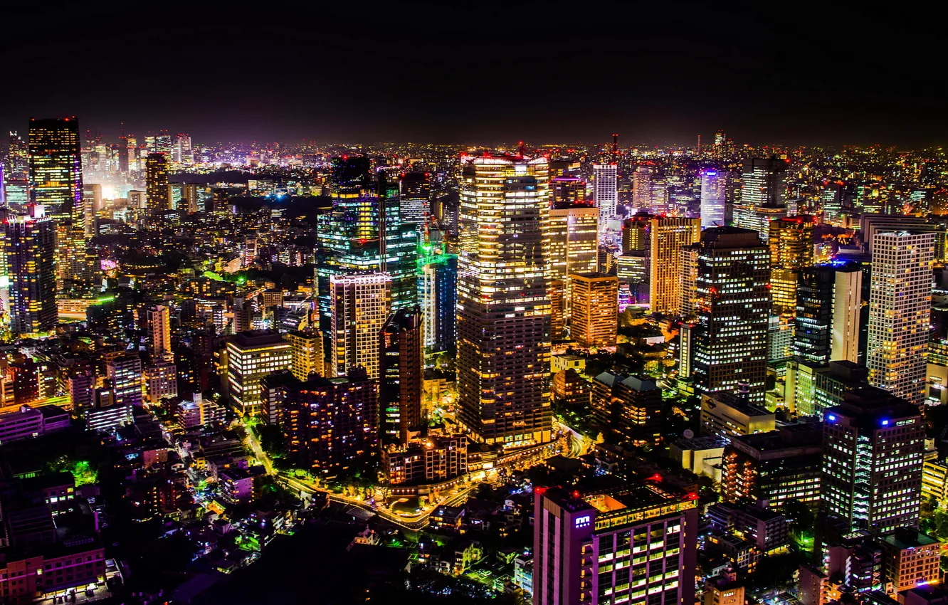 Photo wallpaper night, the city, Tokyo