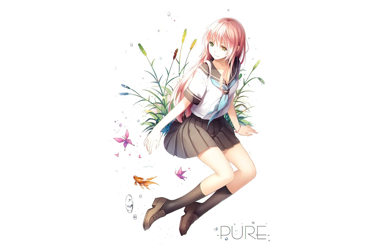 Photo wallpaper anime, spikelets, art, girl, white background
