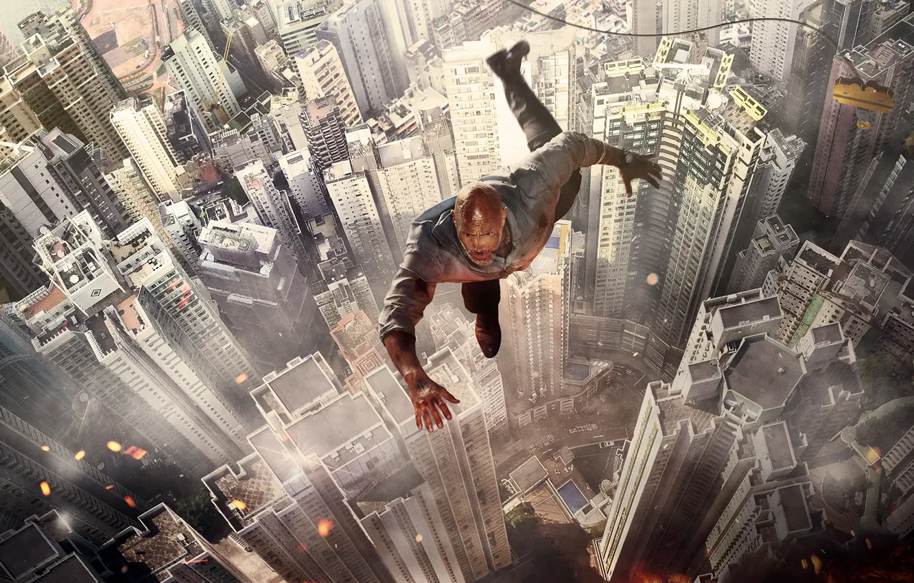 Photo wallpaper the city, height, home, roof, Skyscraper, Thriller, poster, skyscrapers