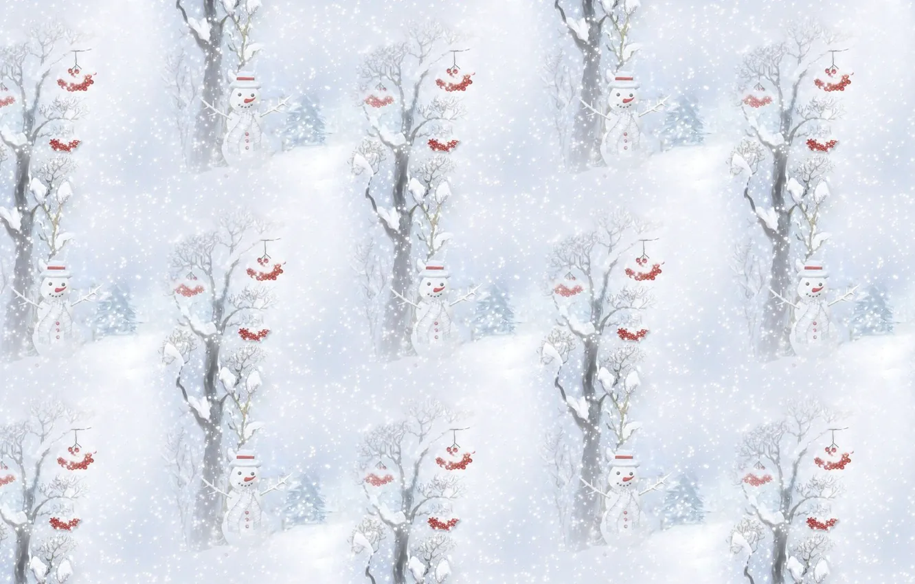 Photo wallpaper winter, snow, background, holiday, texture, New year, snowman, snowfall