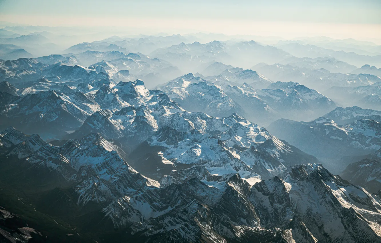 Photo wallpaper nature, view, mountain, snow, sunlight, Ryunosuke Kikuno
