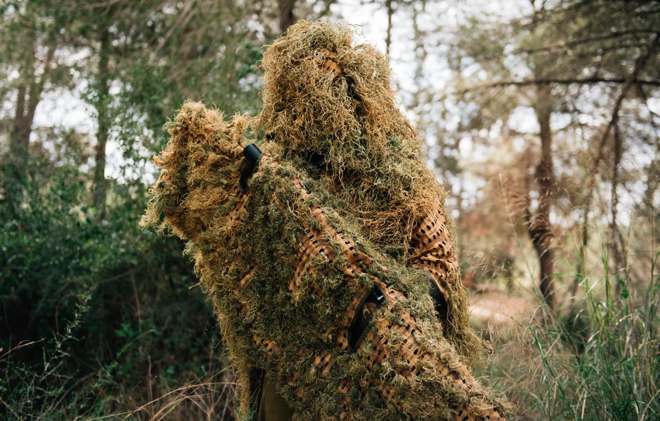 Photo wallpaper sniper, rifle, camouflage.