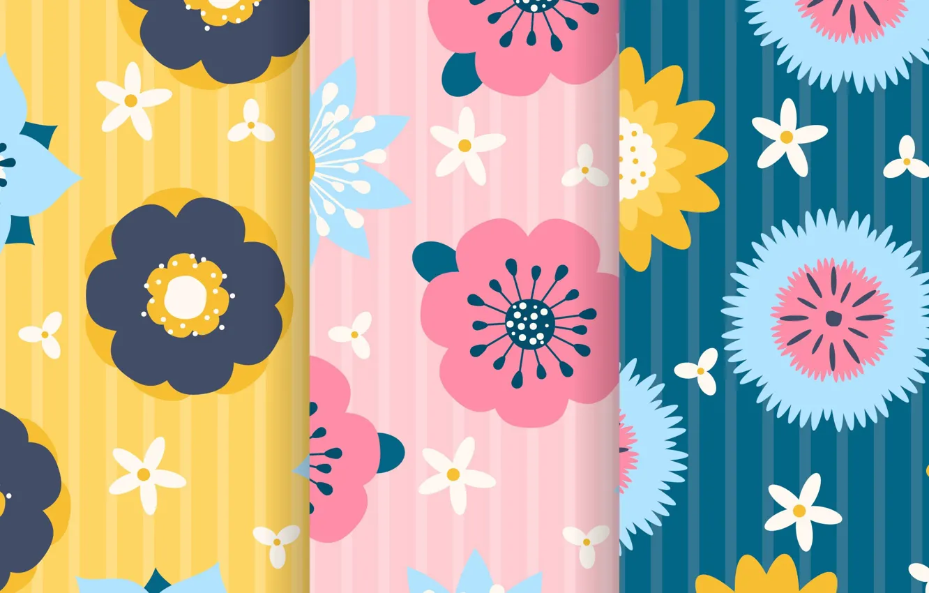 Photo wallpaper yellow, background, pink, blue, texture, flowers