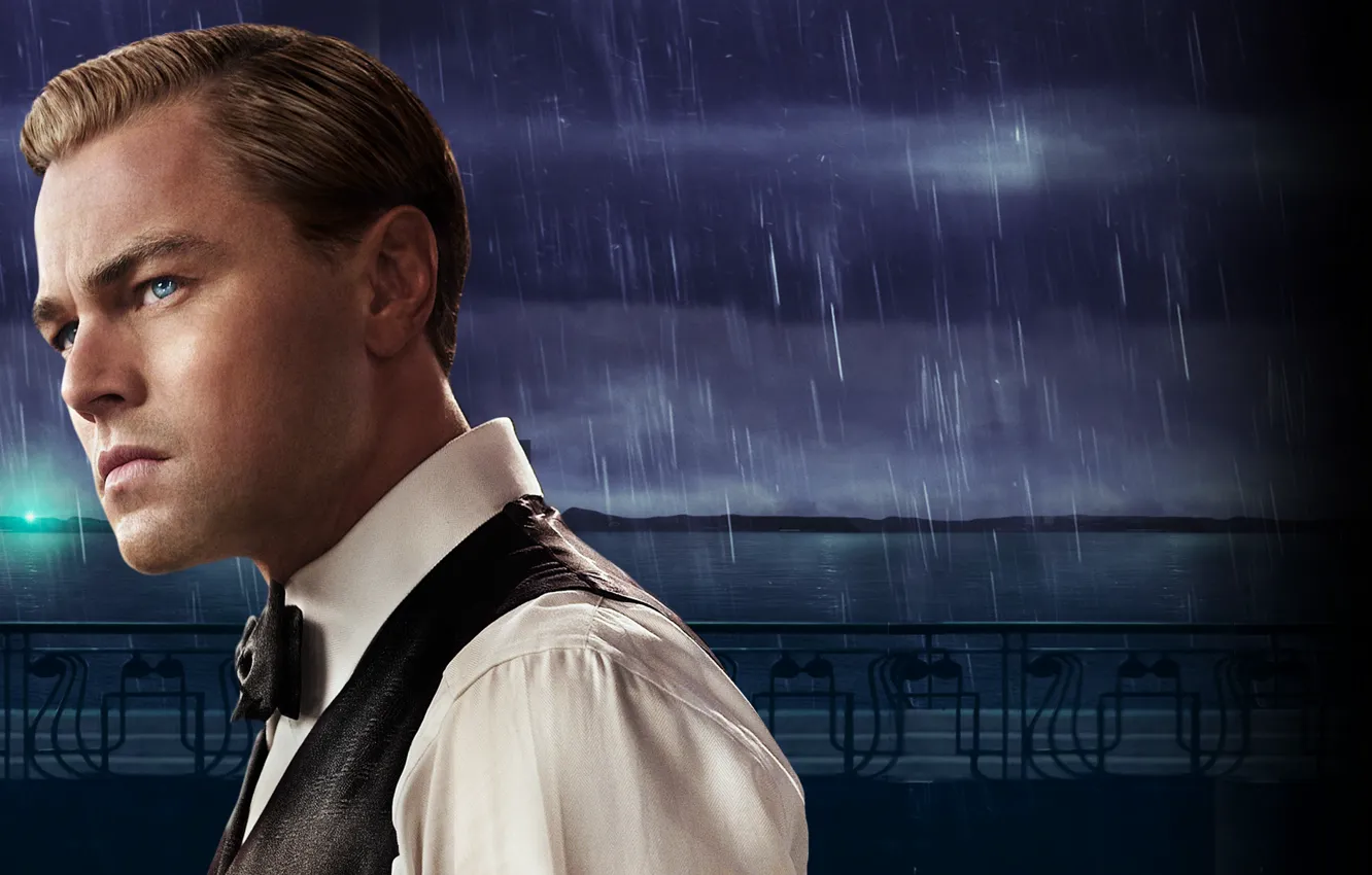 Photo wallpaper drops, night, rain, New York, rain, night, New York, Leonardo DiCaprio