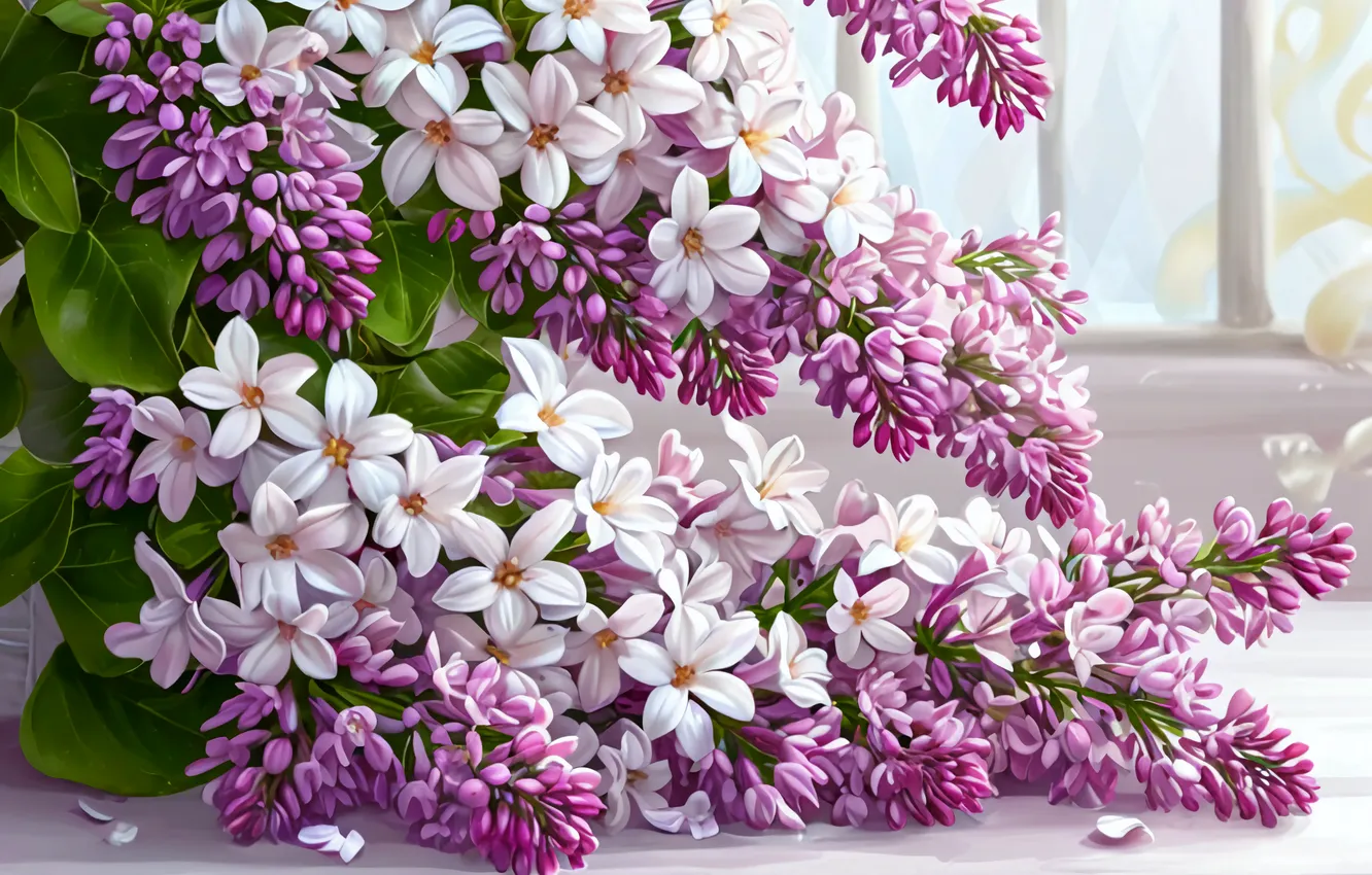 Photo wallpaper flowers, bouquet, lilac, a bouquet of lilacs