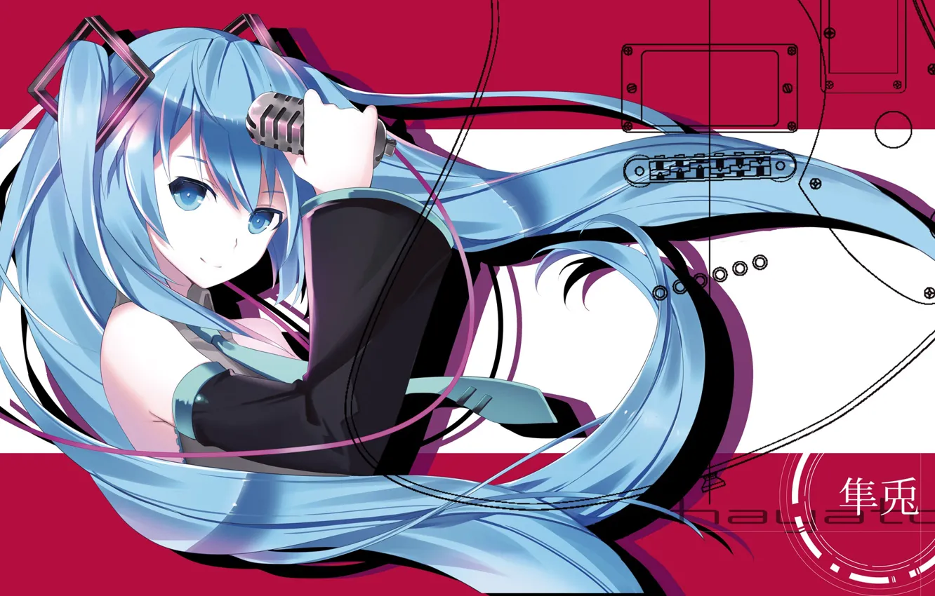 Photo wallpaper girl, microphone, vocaloid, hatsune miku, Vocaloid, Hatsune Miku