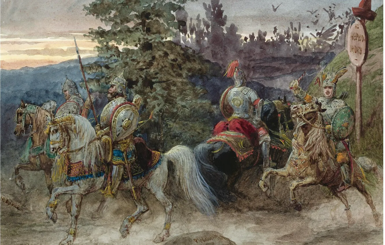 Photo wallpaper watercolour, and gouache on paper, THE ROAD TO CHERNOMOR, Adolphe Josefovich Charlemagne