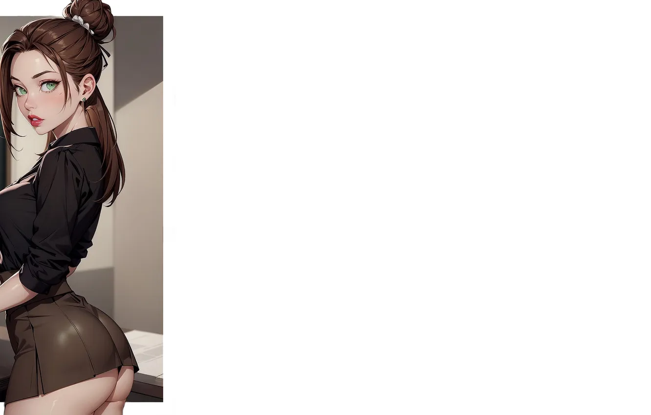 Photo wallpaper girl, hot, sexy, ass, panties, green eyes, brown hair, sexy girl