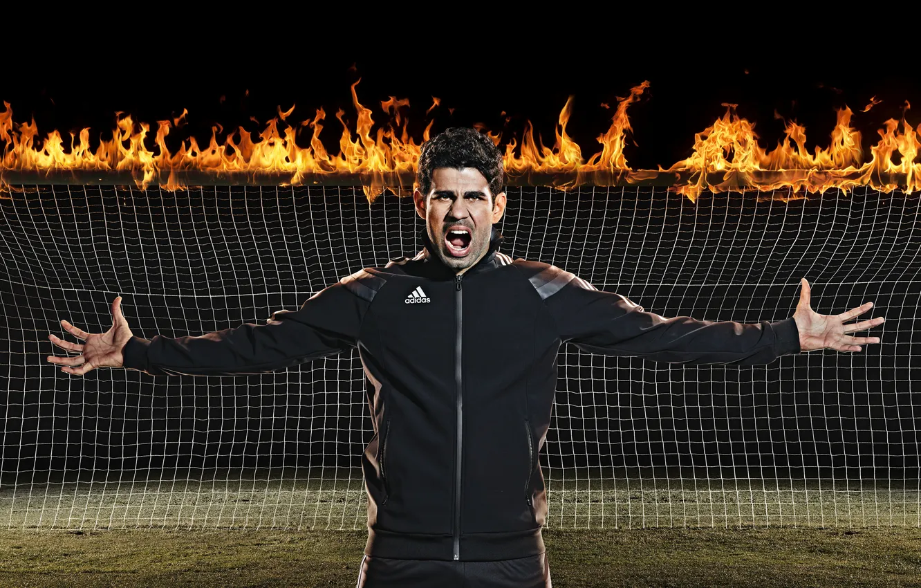 Photo wallpaper lights, gate, Spain, player, Brazilian, Diego Costa, Diego Costa