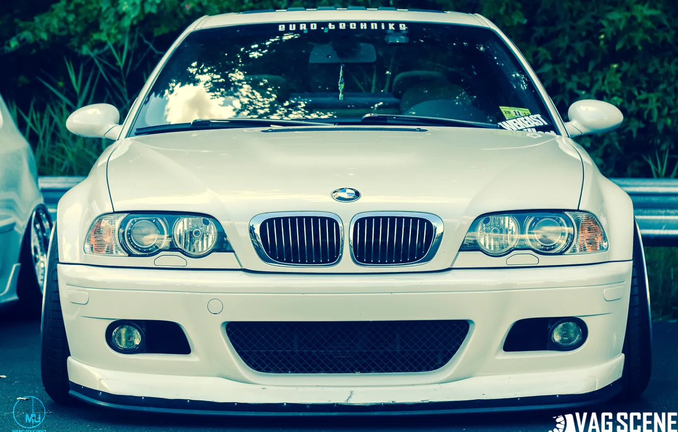 Photo wallpaper BMW, BMW, white, tuning, stance, e46