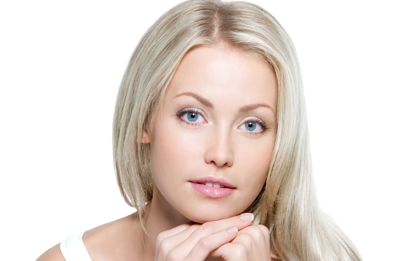 Photo wallpaper look, girl, portrait, blonde, long hair