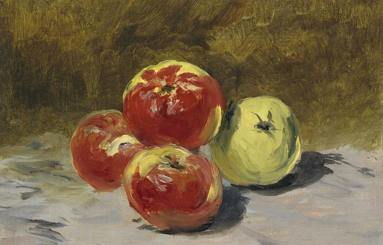 Photo wallpaper picture, fruit, still life, Edouard Manet, Eduard Manet, Four Apples
