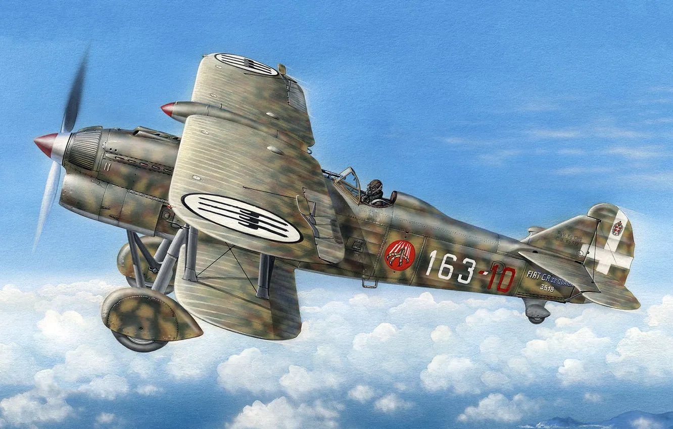 Photo wallpaper Fiat, Regia Aeronautica, CR.32, single-metal fighter-biplane