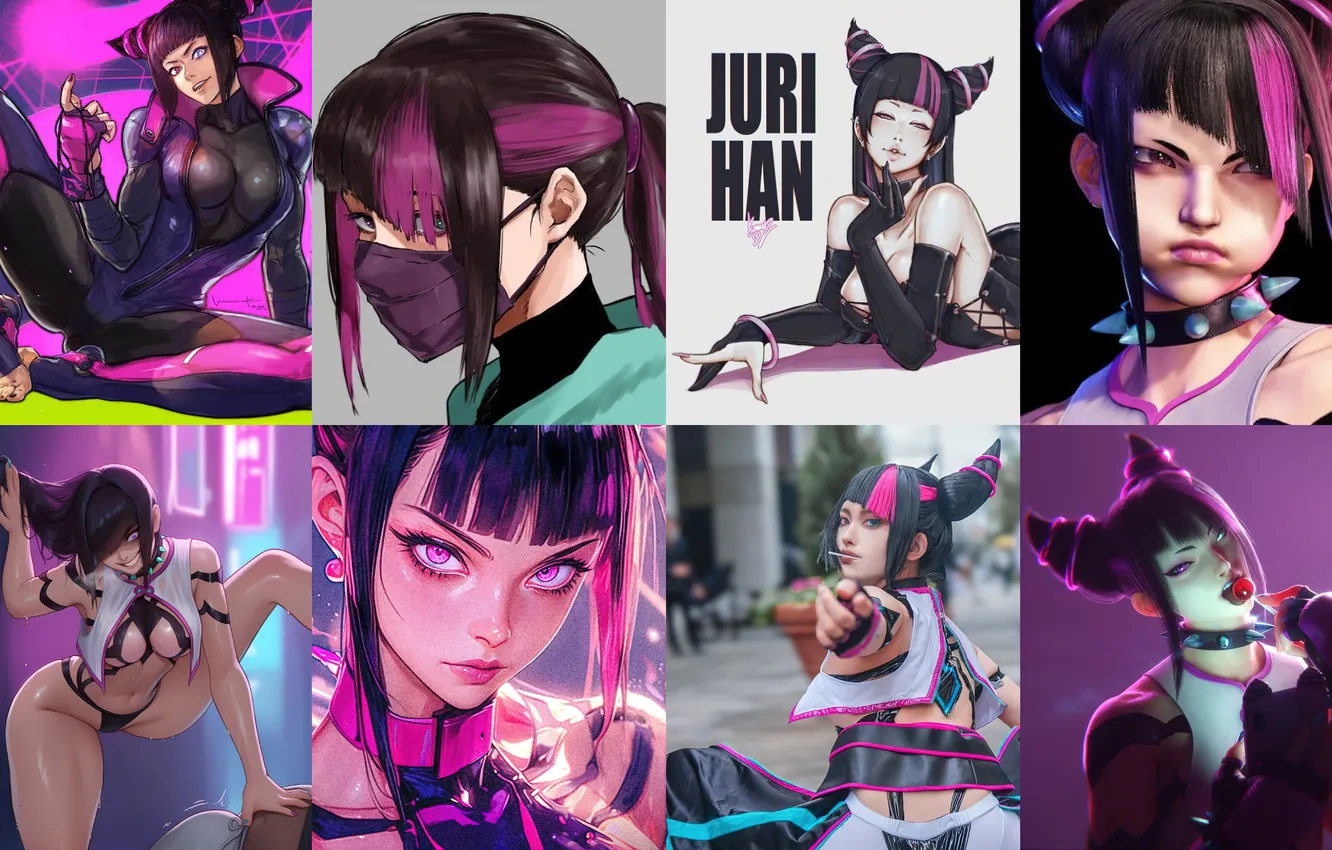 Photo wallpaper Capcom, Street Fighter, fun art, Juri Han, Character, Game Art