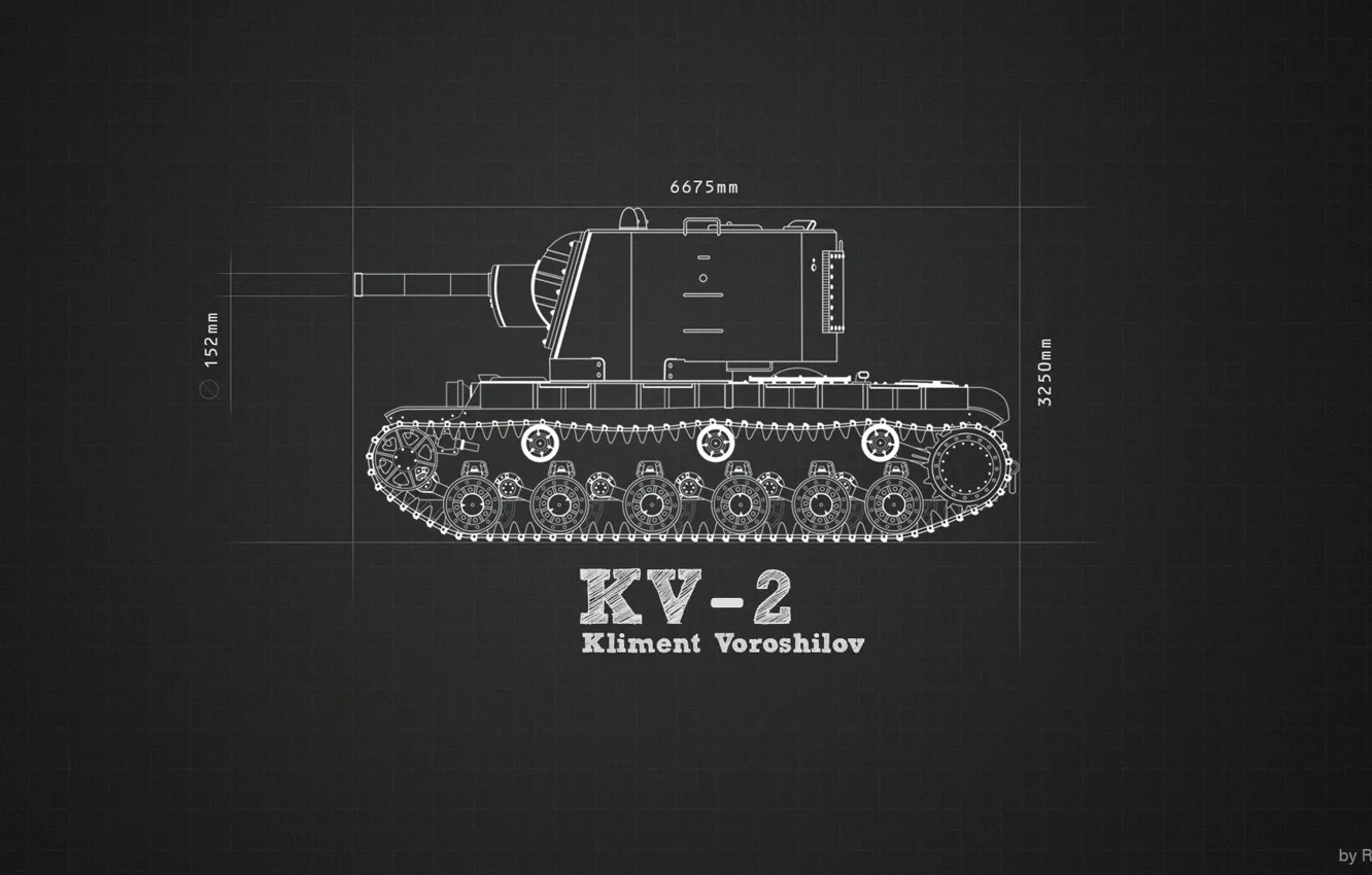 Photo wallpaper information, minimalism, tank, heavy, Soviet, KV-2, Kliment Voroshilov