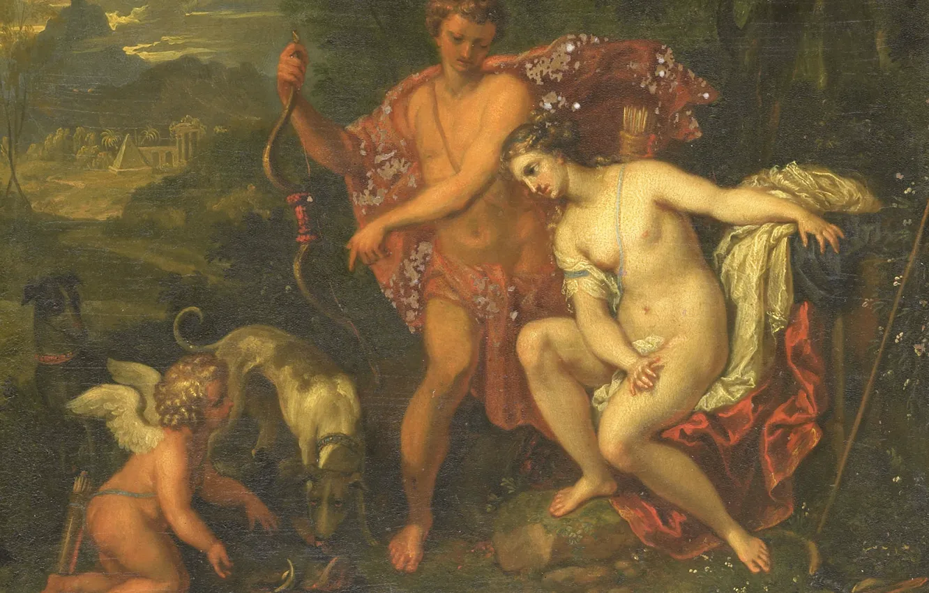 Photo wallpaper oil, picture, myth, Meleager and Atalanta, 1699