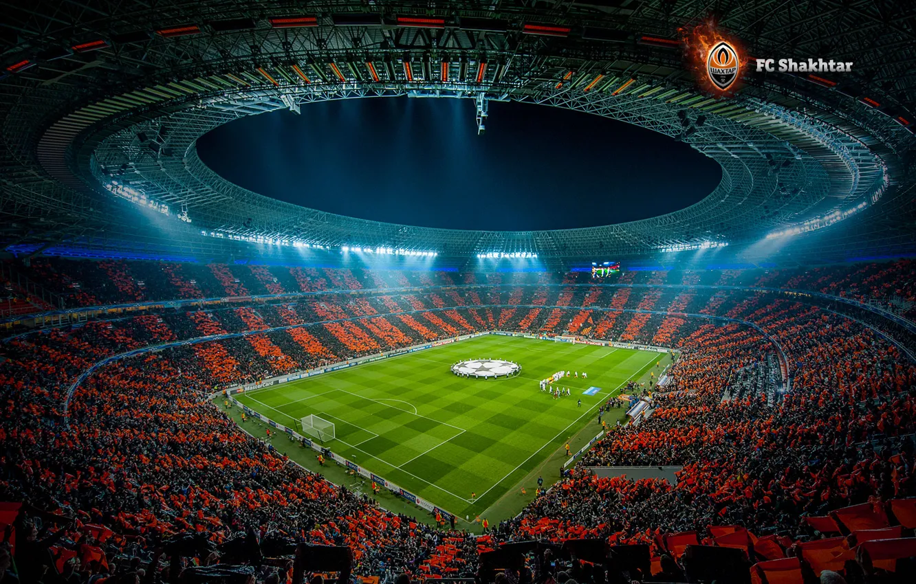 Photo wallpaper Field, The game, Sport, Orange, Ukraine, Donetsk, Miner, Stadium