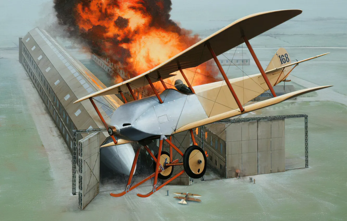 Photo wallpaper art, airplane, Biplane, WW1, aviaiton