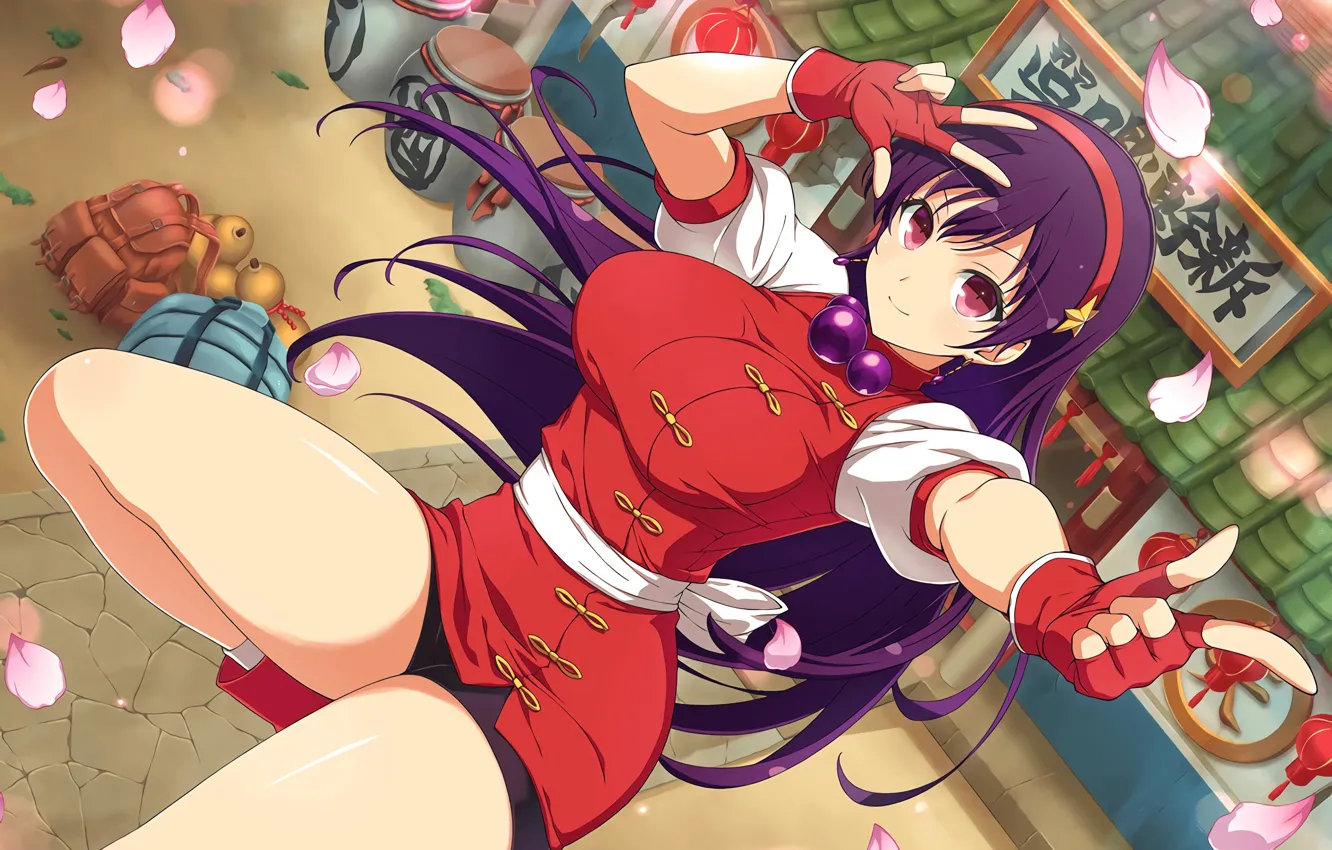 Photo wallpaper girl, sexy, shorts, blouse, long hair, boobs, anime, beautiful