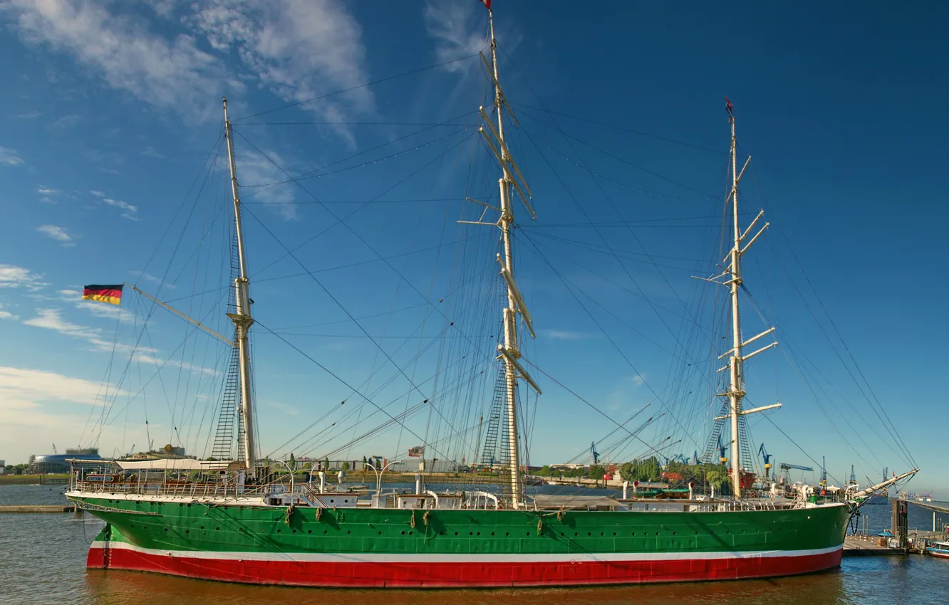 Photo wallpaper sailboat, Museum, Hamburg, Rickmer Rickmers