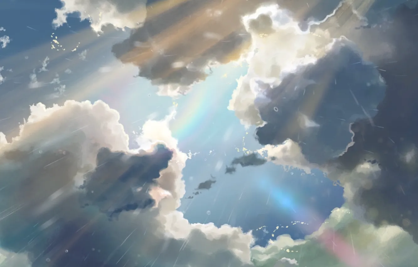 Photo wallpaper The sun, The sky, Clouds, Rain, Anime, Sky, Makoto Xingkai, Anime