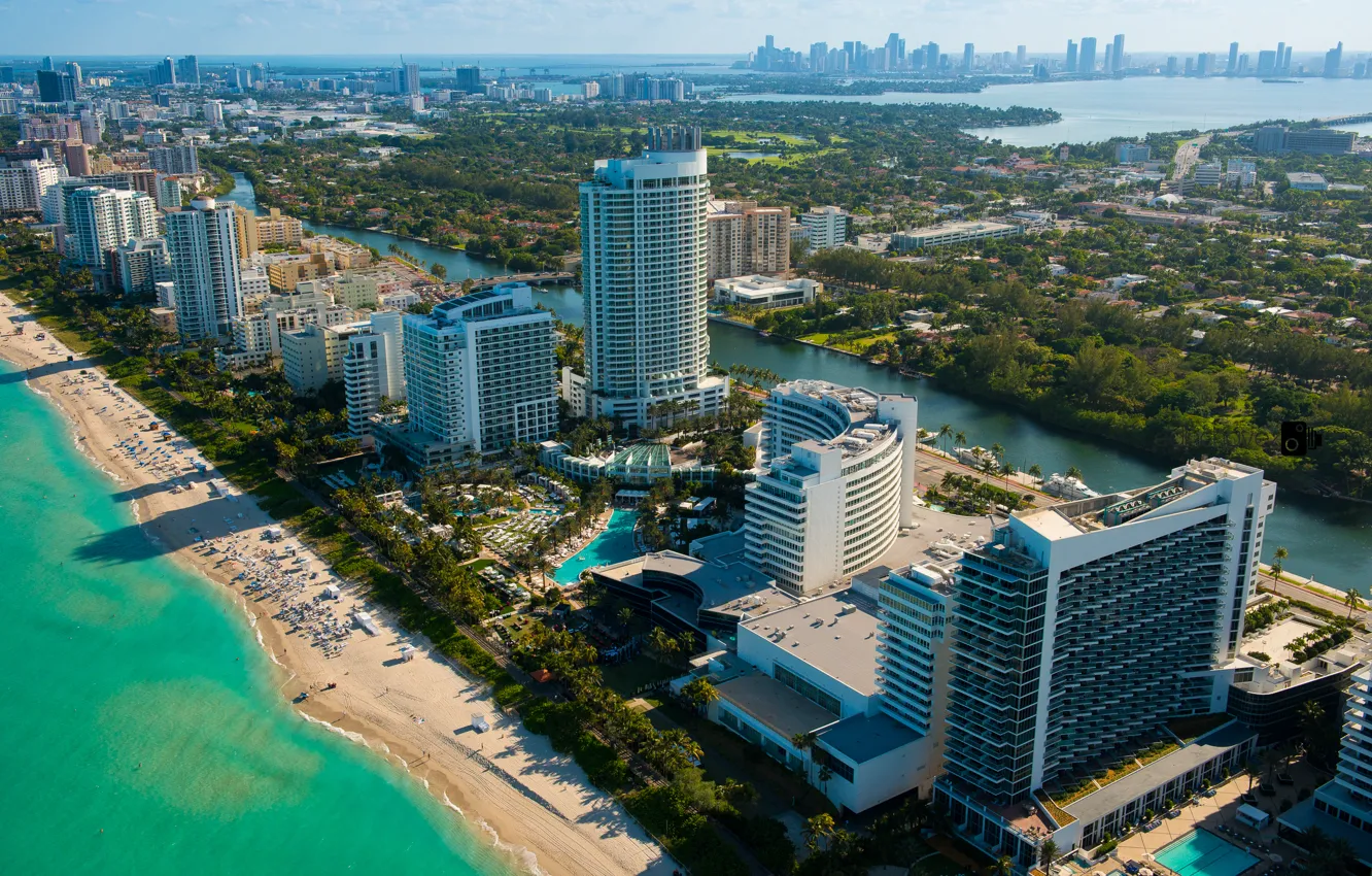 Photo wallpaper beach, height, Miami, FL, panorama, Miami, florida, vice city