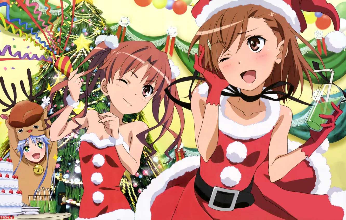 Photo wallpaper girls, new year, anime, To Aru Majutsu no Index, magical index, celebrate