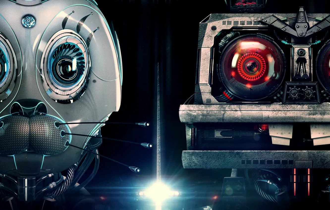 Photo wallpaper robot, hare, poster, Well wait