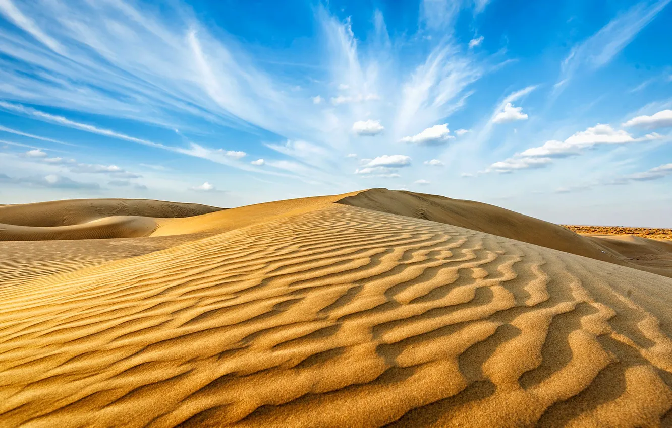 Photo wallpaper sand, clouds, desert, India, barkhan, Tar, Rajasthan