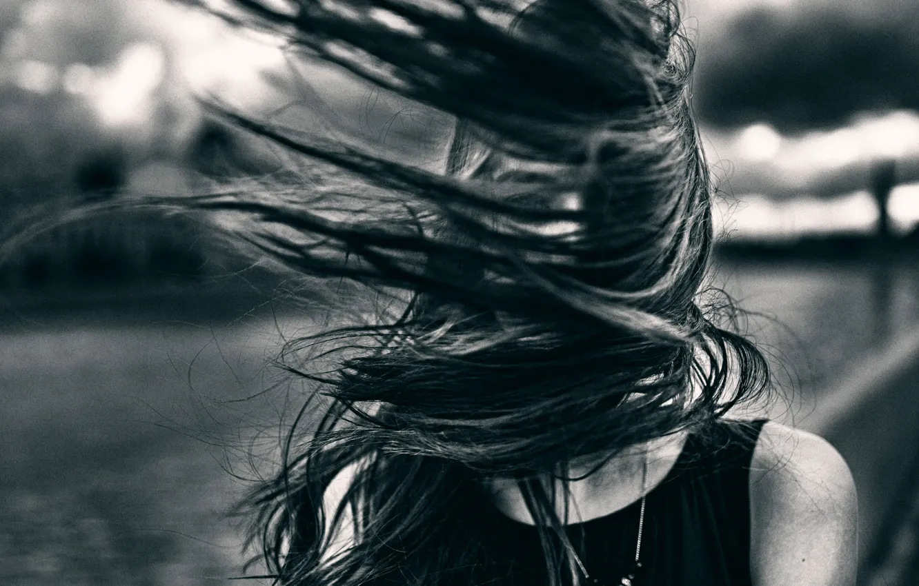 Photo wallpaper look, the wind, hair, portrait