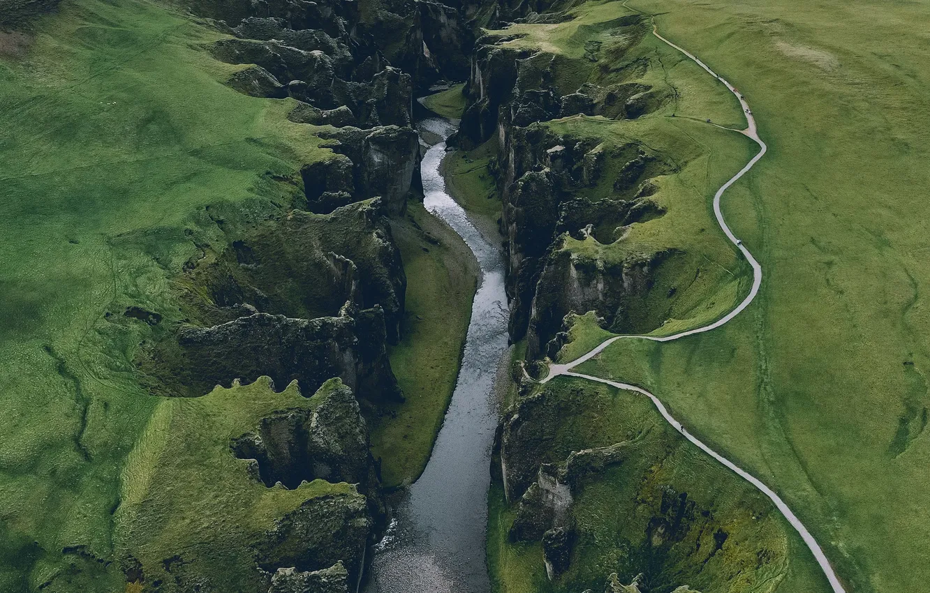 Photo wallpaper landscape, mountains, nature, river, rocks, plant, canyon, the view from the top