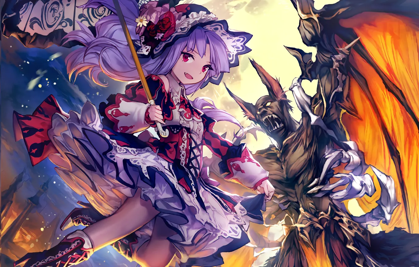Photo wallpaper umbrella, the demon, girl, Rage of Bahamut